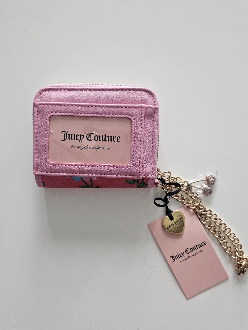 NWT Juicy Couture Retro Cherry Juicy Pink Lemonade Wallet With Wristlet Chain - Picture 4 of 8